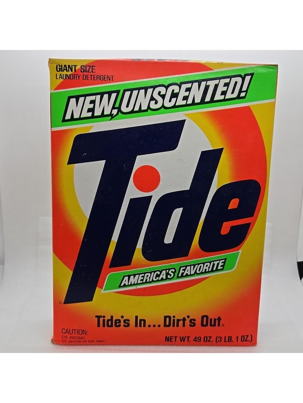 Vintage 1980's NEW, UNSCENTED Tide 3lb 1oz Giant Size Laundry Detergent NOS
